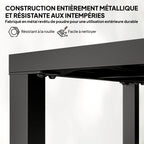 Table de jardin carrée, cadre en métal,noir