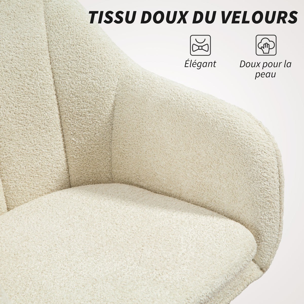 Chaise de bureau, ergonomique, pivotante, fonction de bascule, beige