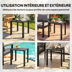 Table de jardin carrée, cadre en métal,noir