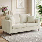 Canapé 2 Places en Velours, 170 cm, Coussin à Ressorts, Crème