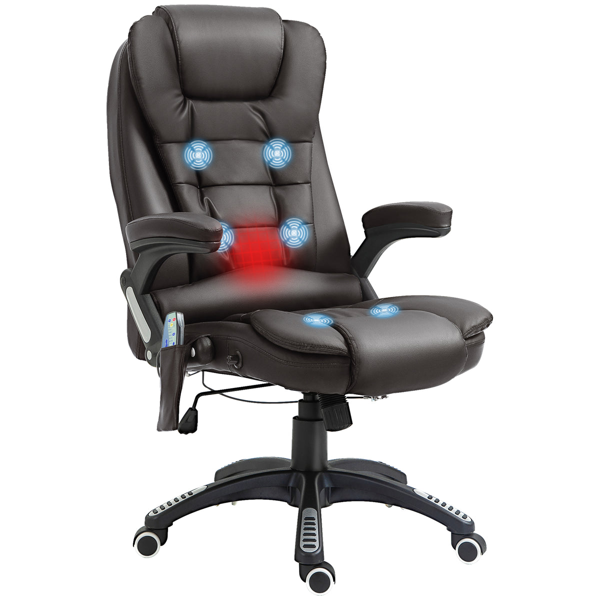 Fauteuil de bureau massant et chauffant électrique, noir