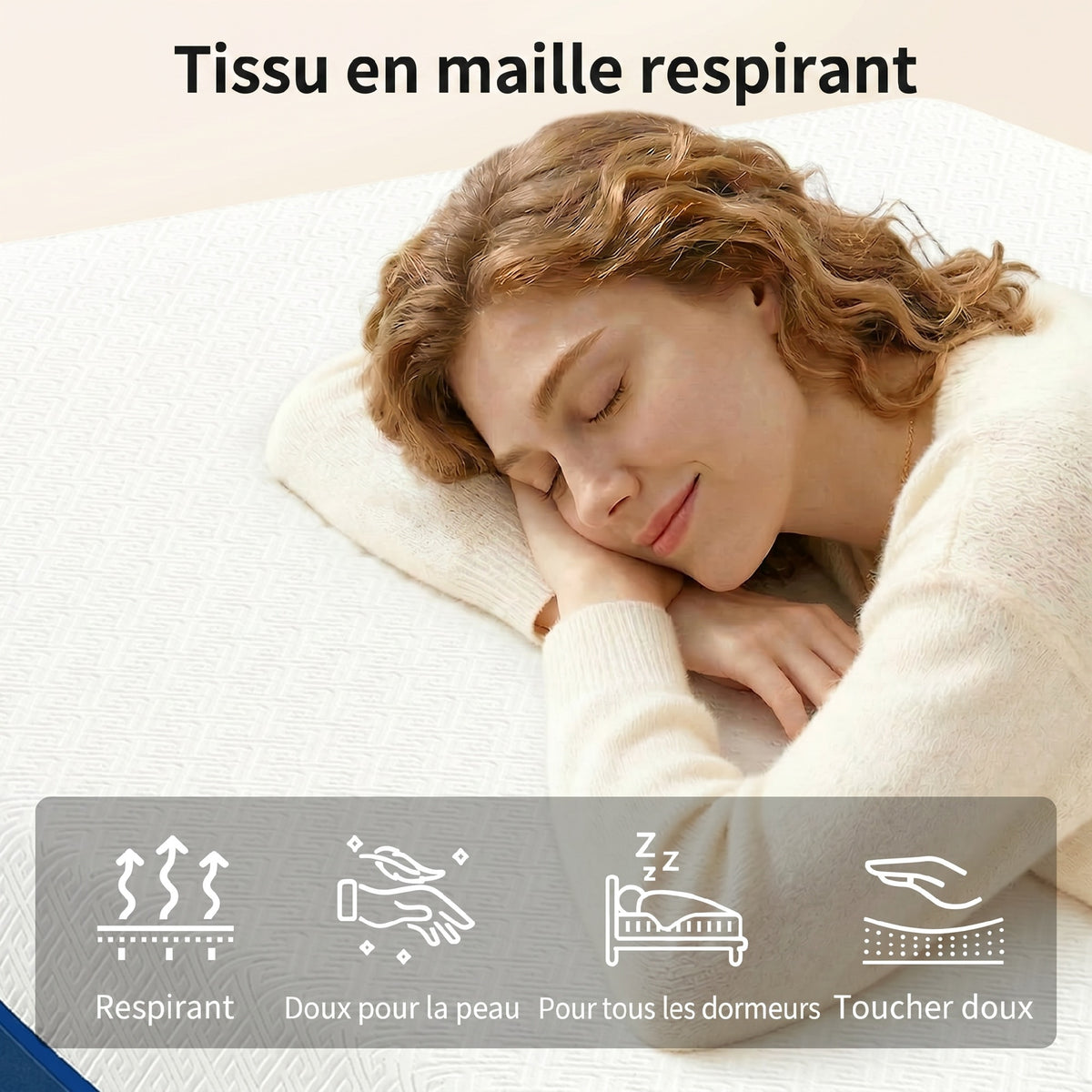 Matelas 140x190cm, 2 personnes, mousse à mémoire de forme