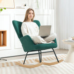 Fauteuil à bascule, en velours structure en acier 71 x 98 x 101 cm Vert
