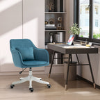 Chaise de bureau velours, massante, pivotante 360° bleu
