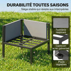 Salon de Jardin Canapé 6 Pièces Coussins 10cm Table Haute et 2 Repose-pieds Gris