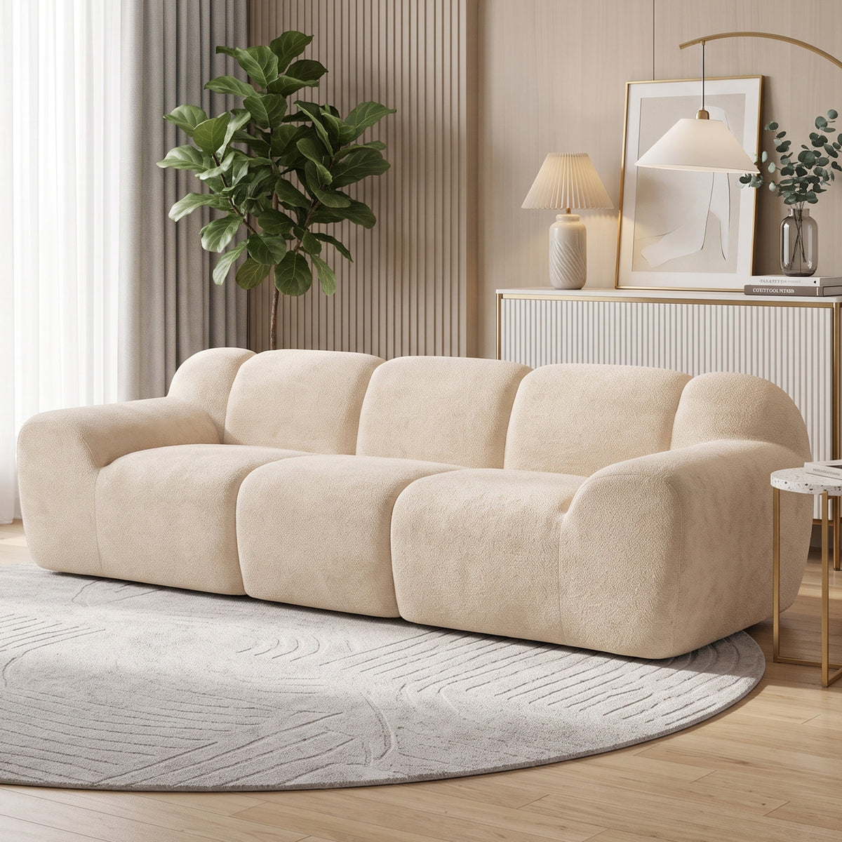 Canapé 3 Places 233 cm, Beige