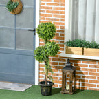 Plante artificielle, 3 boules de buis avec pot ciment, hauteur 115 cm