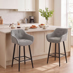 Lot de 2 Tabourets de Bar, Repose-Pieds, Gris