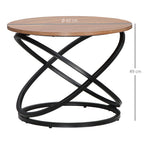 Table basse ronde en métal noir et plateau en bois - dim. Ø 60 x 46H cm