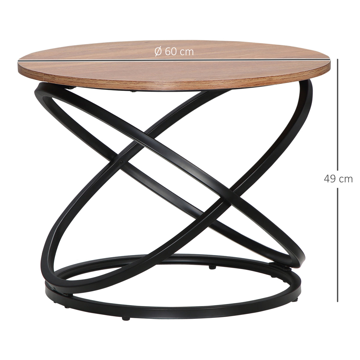 Table basse ronde en métal noir et plateau en bois - dim. Ø 60 x 46H cm