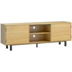 Meuble TV, 65 pouces, 2 portes et 2 étagères, 160x35x55,5cm, bois naturel
