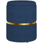 Pouf tabouret repose-pied coffre de rangement en velours 36 x 36 x 44 cm bleu