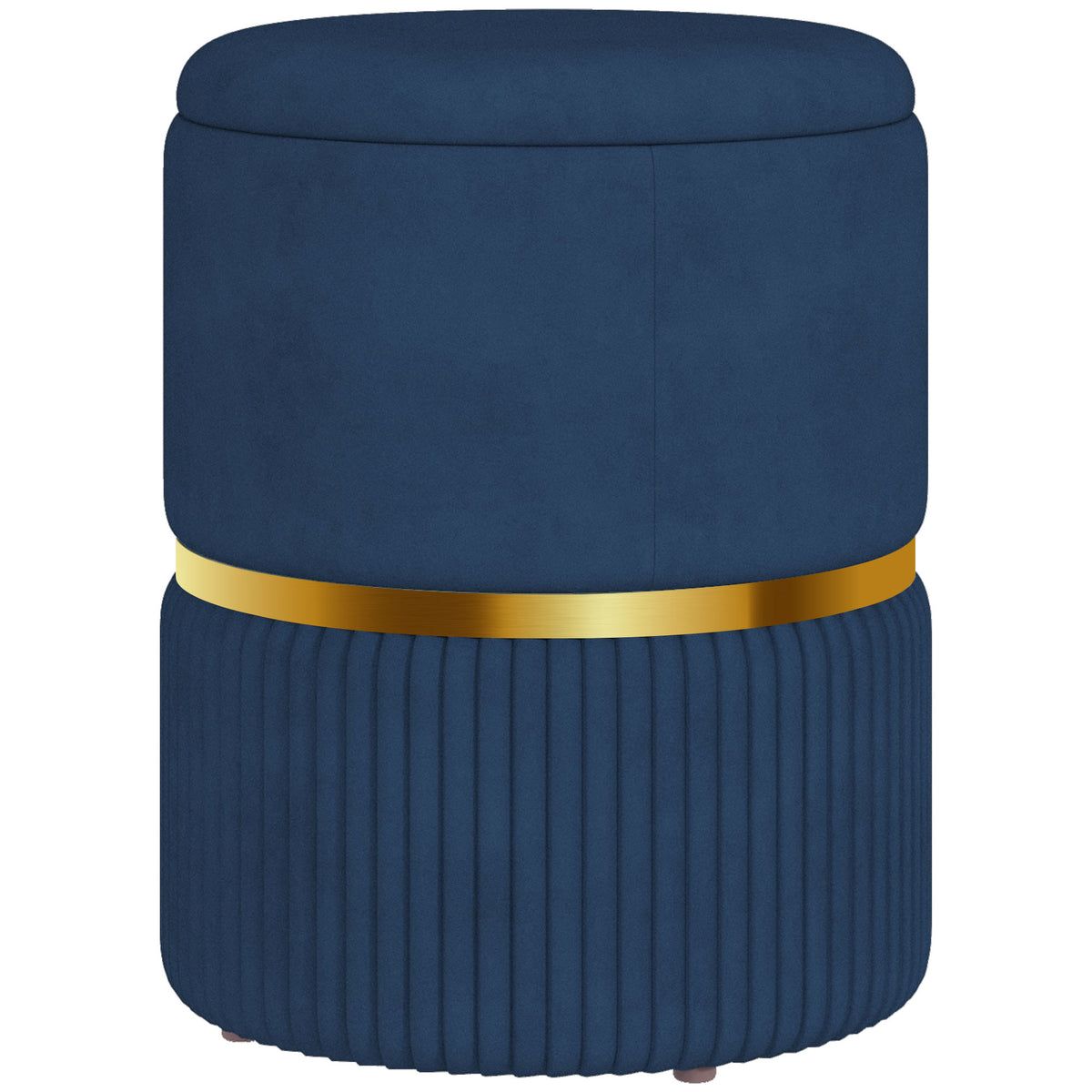 Pouf tabouret repose-pied coffre de rangement en velours 36 x 36 x 44 cm bleu