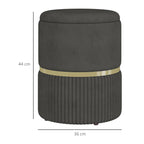 Pouf tabouret repose-pied coffre de rangement en velours 36 x 36 x 44 cm gris