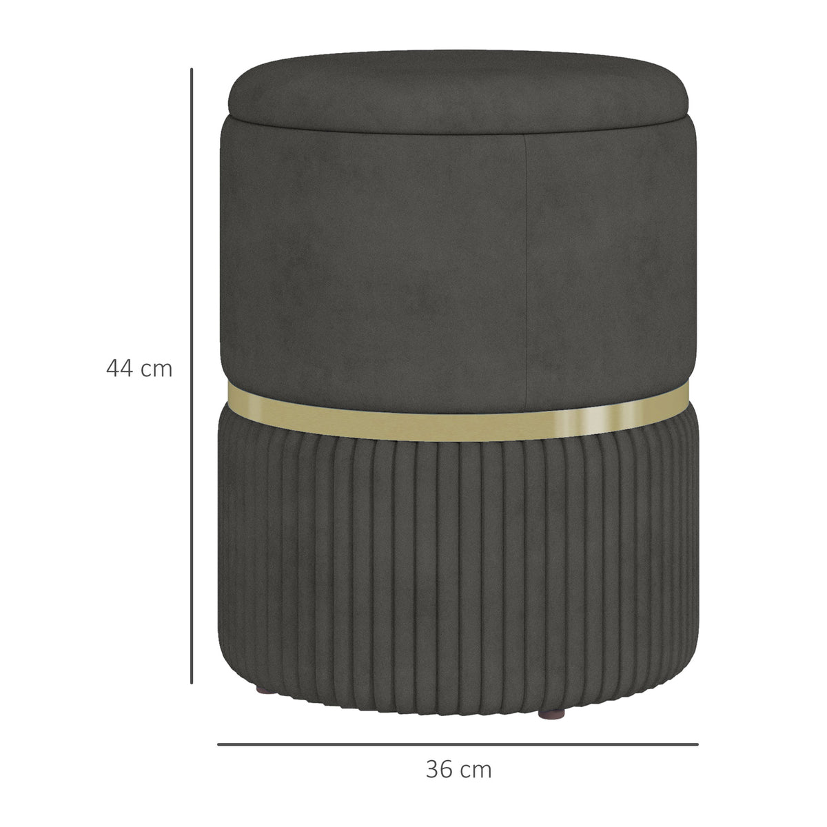 Pouf tabouret repose-pied coffre de rangement en velours 36 x 36 x 44 cm gris