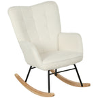 Fauteuil à bascule, effet laine, structure en acier 71 x 98 x 101 cm blanc