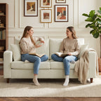 Canapé 2 Places en Velours, 170 cm, Coussin à Ressorts, Crème