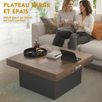 Table basse carrée, éclairage LED 16 couleurs, 90 x 90 x 45 cm