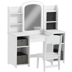 Coiffeuse pour enfants avec tabouret, miroir LED, table de maquillage 104 x 40 x 112 cm, blanc