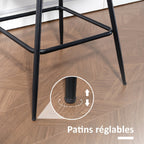 Lot de 2 tabourets de bar, repose-pieds, marron