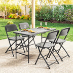 Salon de jardin extérieur avec 4 chaises pliables table réglable en hauteur 118 cm gris foncé