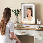 Coiffeuse avec miroir et lumières LED 118,5 x 39,5 x 140 cm