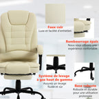 Fauteuil de bureau massant, dossier inclinable et télécommande filaire, beige