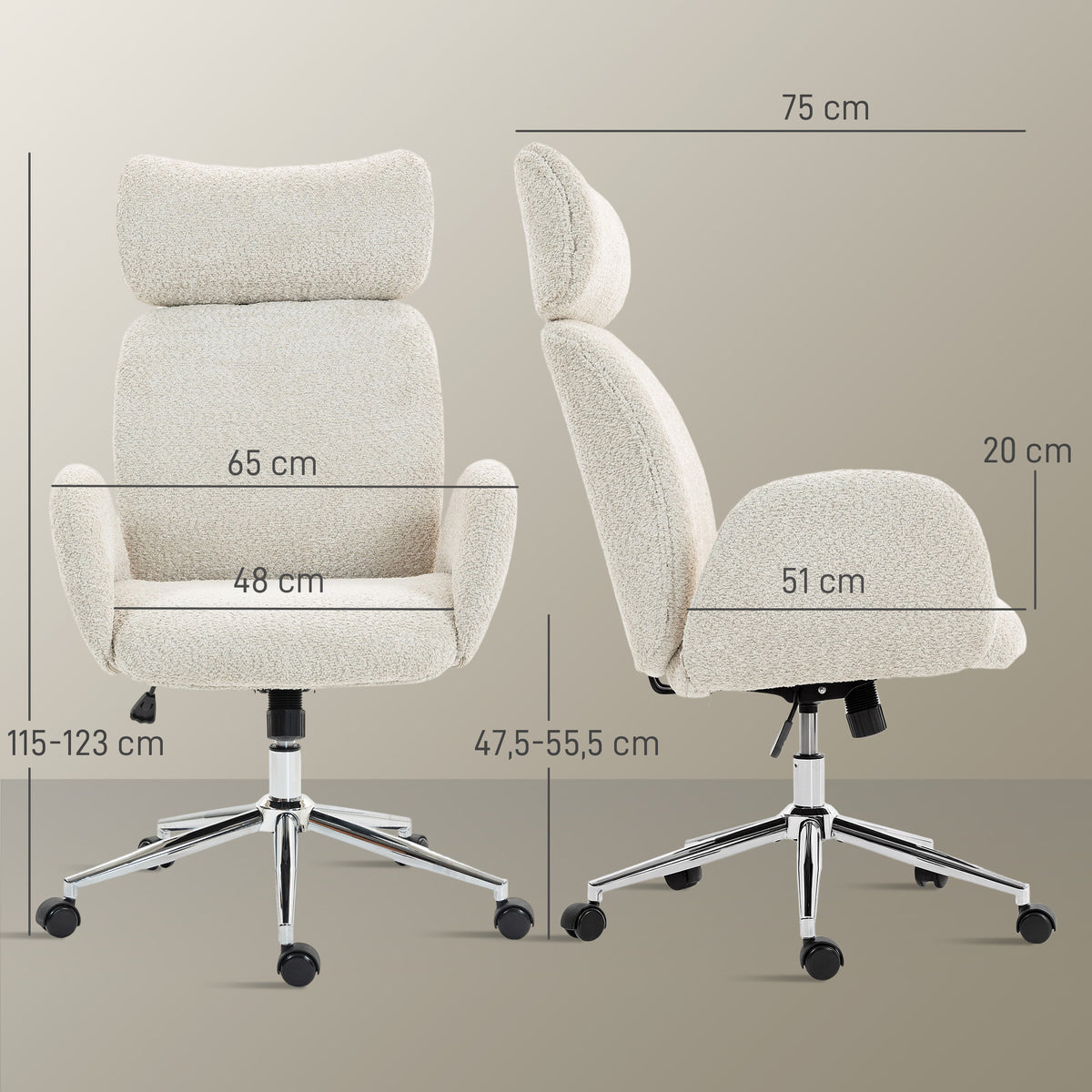 Chaise bureau ergonomique, pivotante, bascule, gris