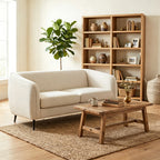 Canapé 2 places en velours, 160 cm, coussin épais à ressorts, beige