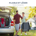 Transat Pliable, Dossier inclinable Multi-Positions, Acier thermoplastique + Lacets élastiques Noir