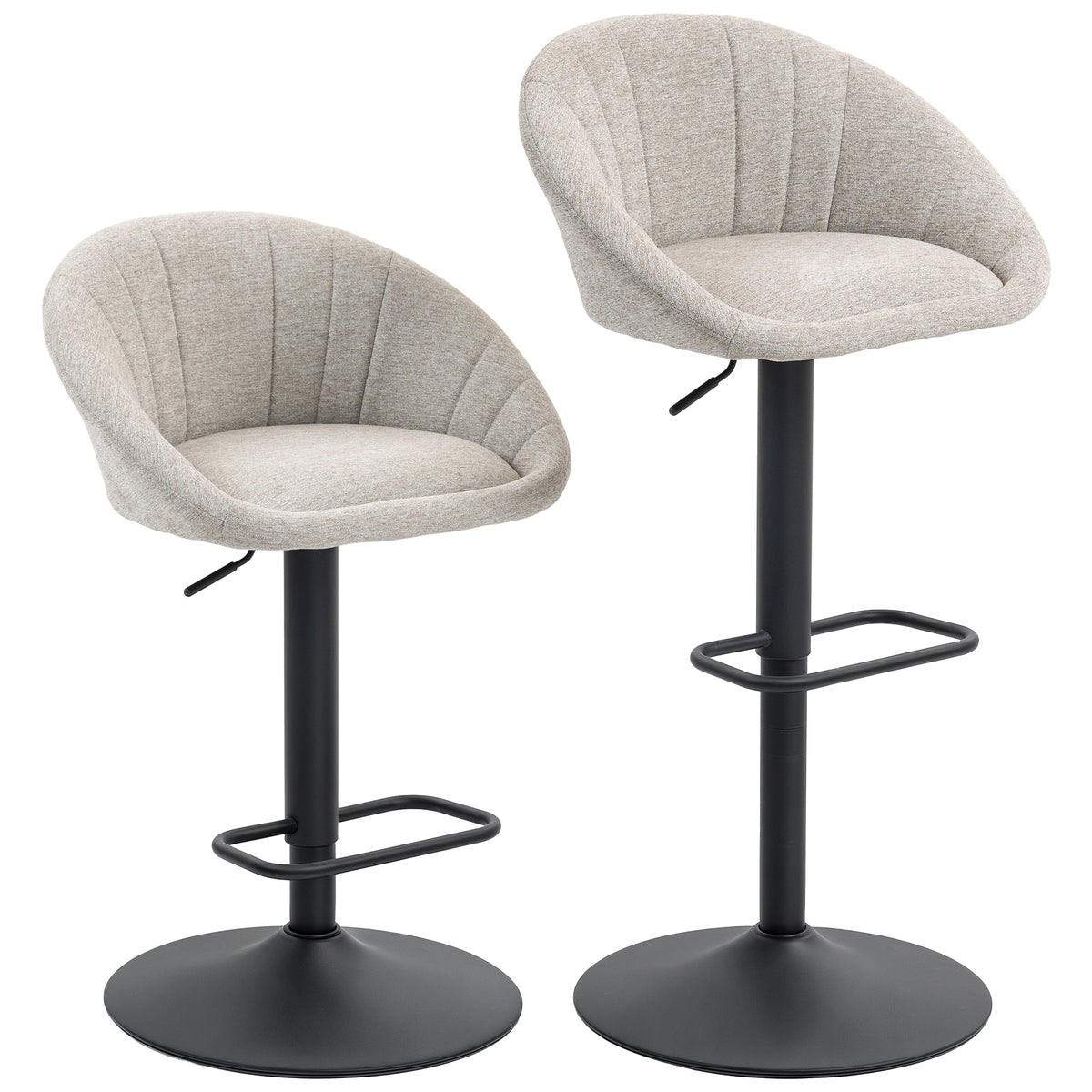 Lot de 2 tabourets de bar, repose-pieds, beige