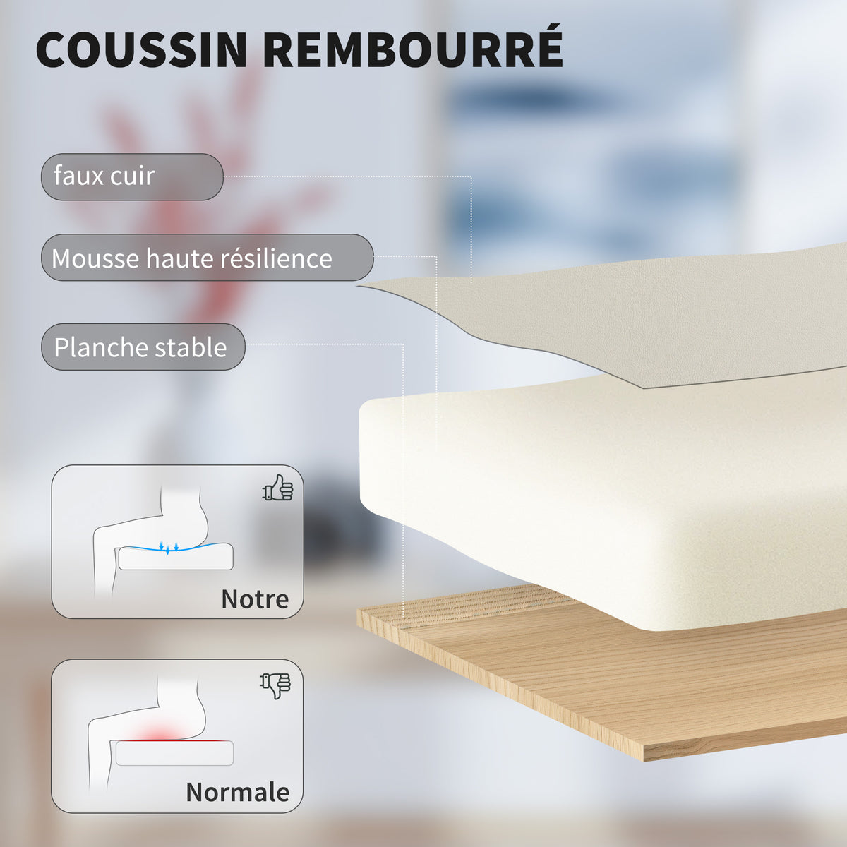 Chaise Bureau Ergonomique, 65x67x111-119cm, Beige