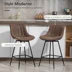 Lot de 2 tabourets de bar, repose-pieds, marron