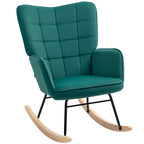 Fauteuil à bascule, en velours structure en acier 71 x 98 x 101 cm Vert
