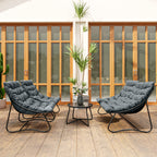 Salon de Jardin 4 Pièces avec Coussins Épais 8cm, en Acier, Gris