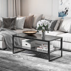 Table Basse avec 2 Étagères 106 x 50 x 47 cm Noir