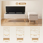 Banc/ coffre rangement rembourré aspect lin, charge 220 Kg, 110 x 39 x 45 cm, beige