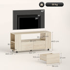 Meuble TV sur roulettes 102 cm, jusqu'à 42 pouces, 2 tiroirsjmπ0O0¨9OPN