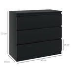 Commode 3 tiroirs, épuré,  80l x 39P x 73H cm