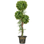 Plante artificielle, 3 boules de buis avec pot ciment, hauteur 115 cm