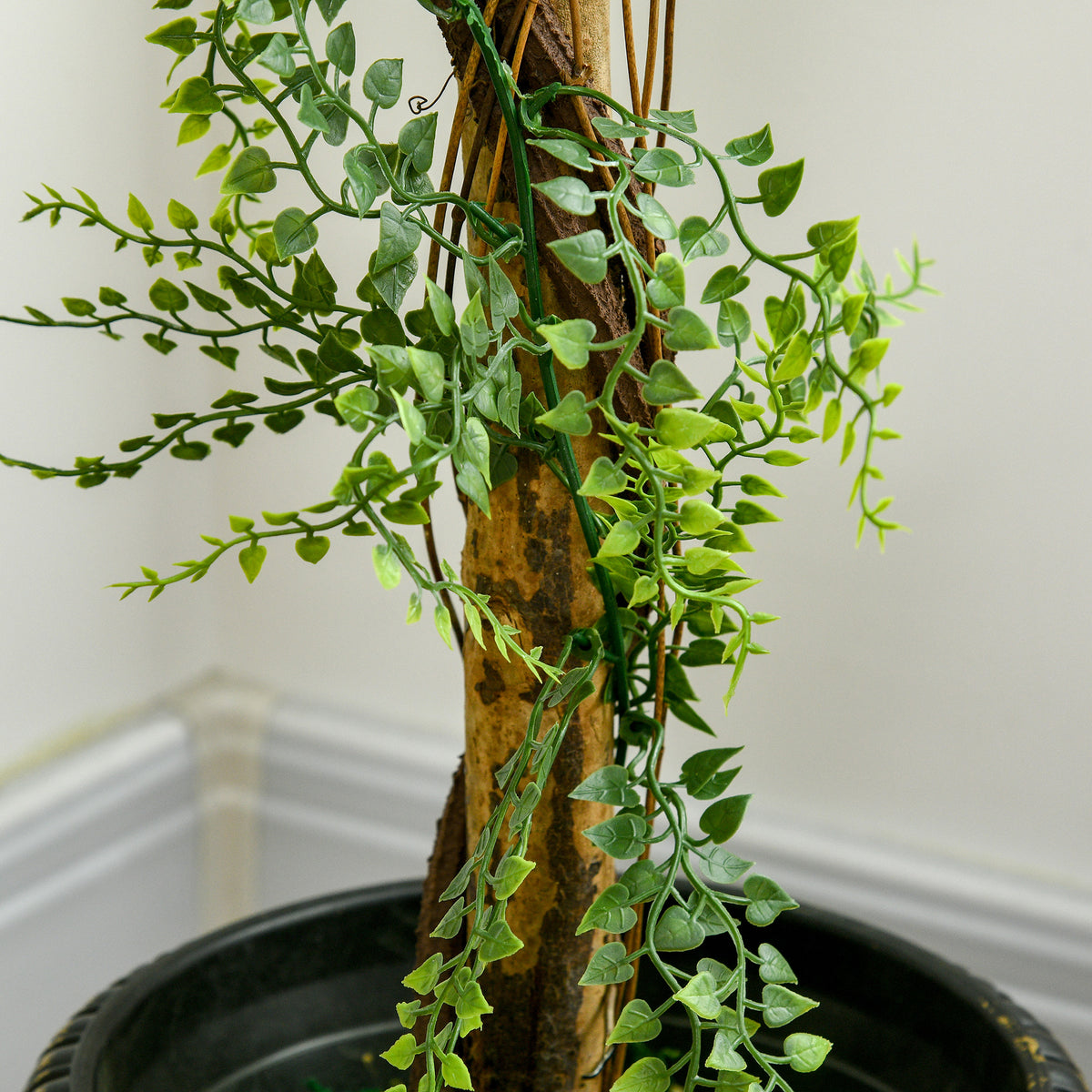 Plante artificielle, 3 boules de buis avec pot ciment, hauteur 115 cm