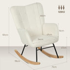 Fauteuil à bascule, effet laine, structure en acier 71 x 98 x 101 cm blanc