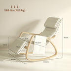 Fauteuil à bascule avec repose-pieds réglable, poche latérale, blanc crème