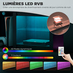 Meuble TV avec éclairage LED jusqu'à 70 pouces, 160cm avec étagères en verre réglables, noir