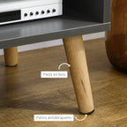 Meuble TV jusqu'à 55 pouces ,2 portes, 2 niches avec passe-câbles 150 x 35 x 45 cm gris foncé
