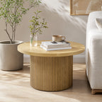 Table basse ronde en bois, effet bois naturel