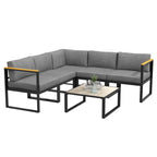 Ensemble Salon de Jardin 6 pièces pour 5 personnes - en aluminium, grand confort