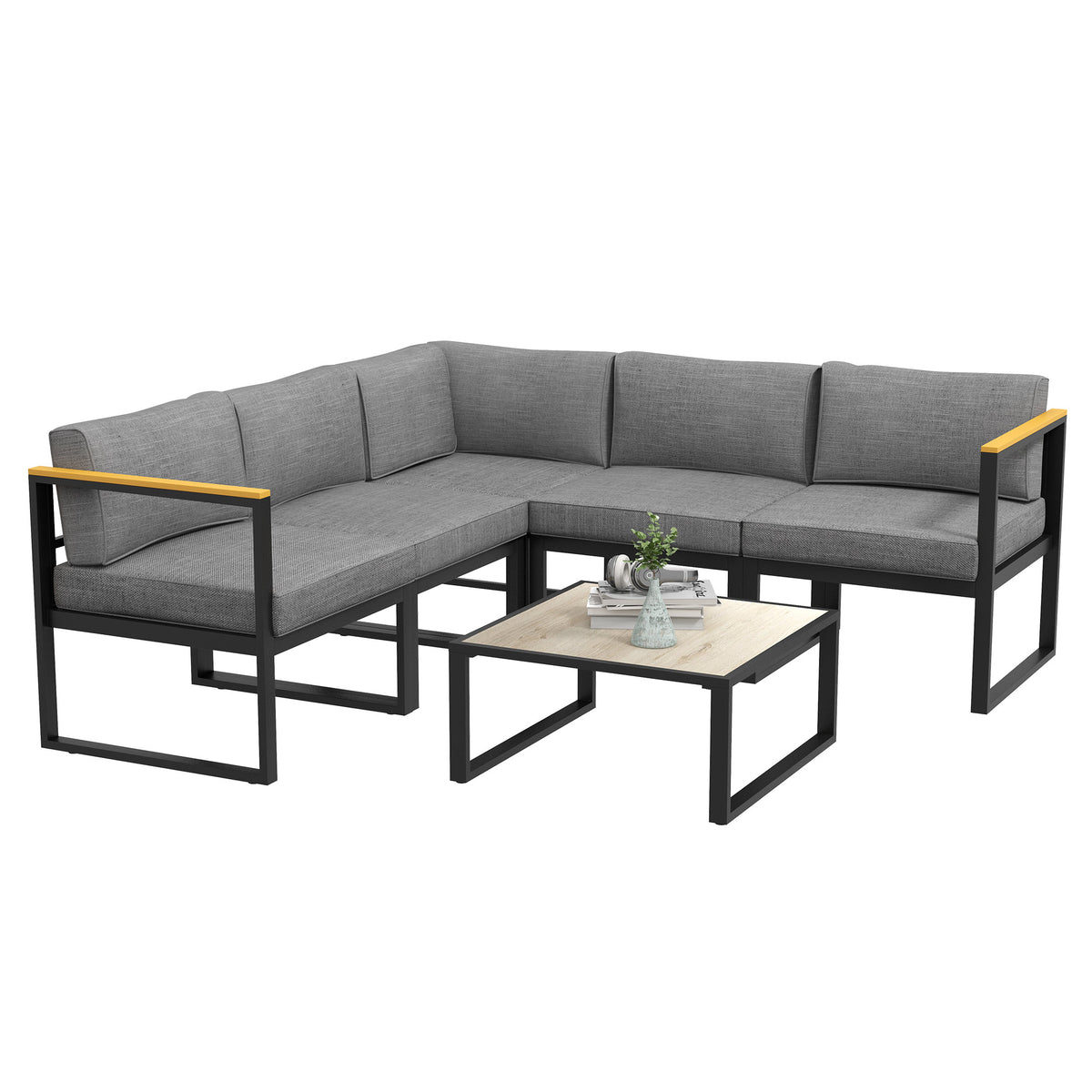 Ensemble Salon de Jardin 6 pièces pour 5 personnes - en aluminium, grand confort