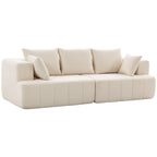Canapé 3 places 248 cm, coussins à ressorts, beige