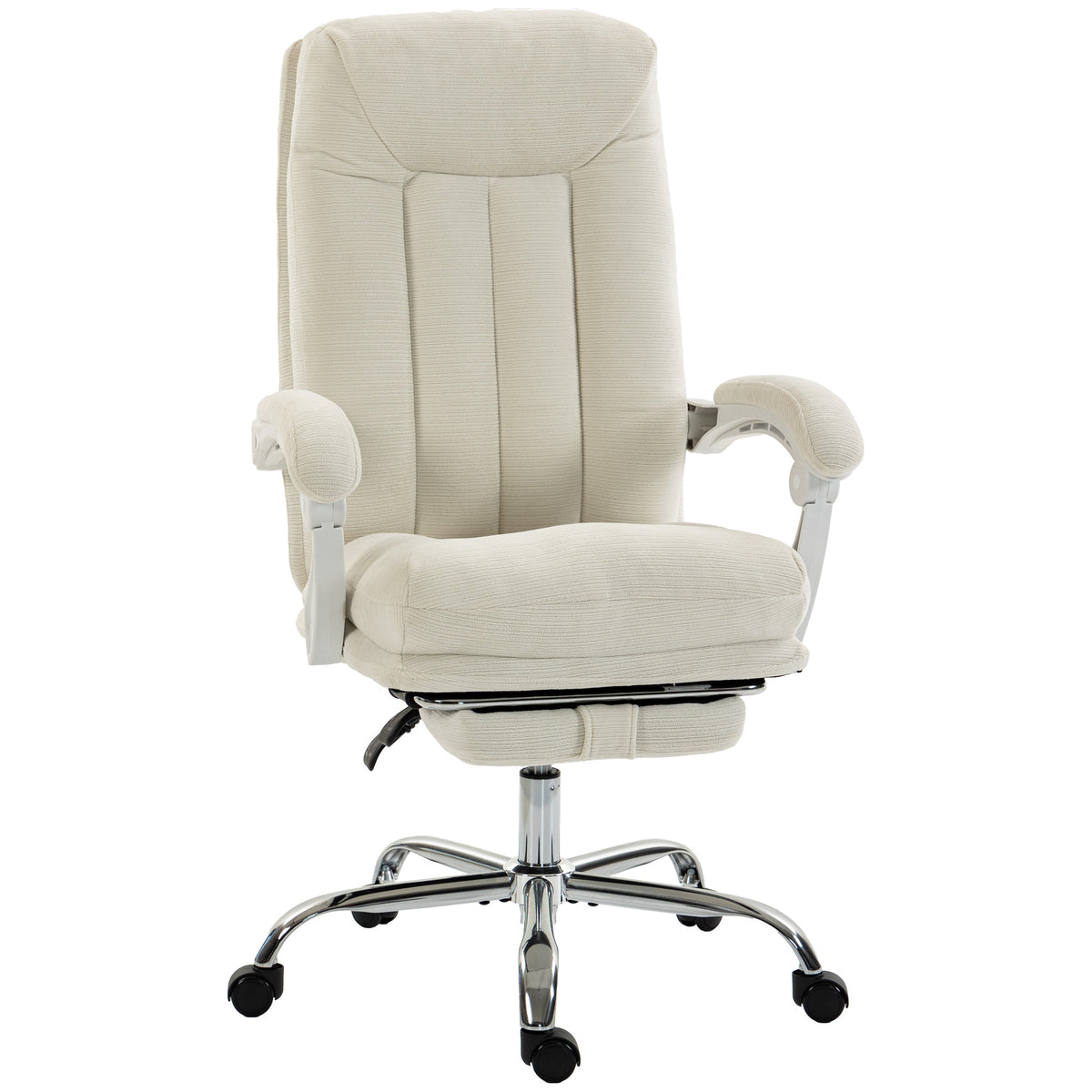 Chaise Bureau Ergonomique, Inclinable, Repose-Pieds, Crème
